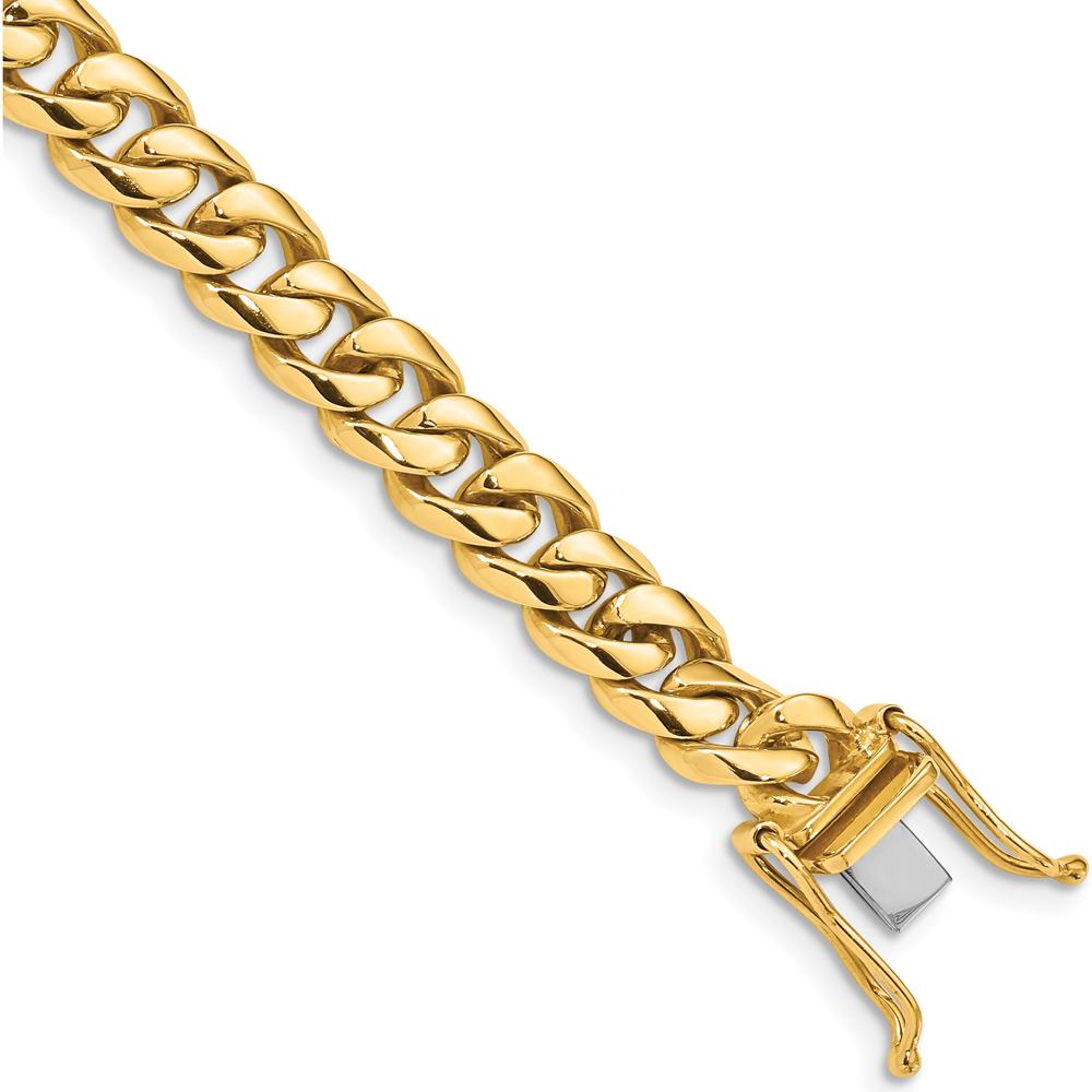 10K Yellow Gold 8" Hand-Polished Curb Link Bracelet - 7.25mm Width