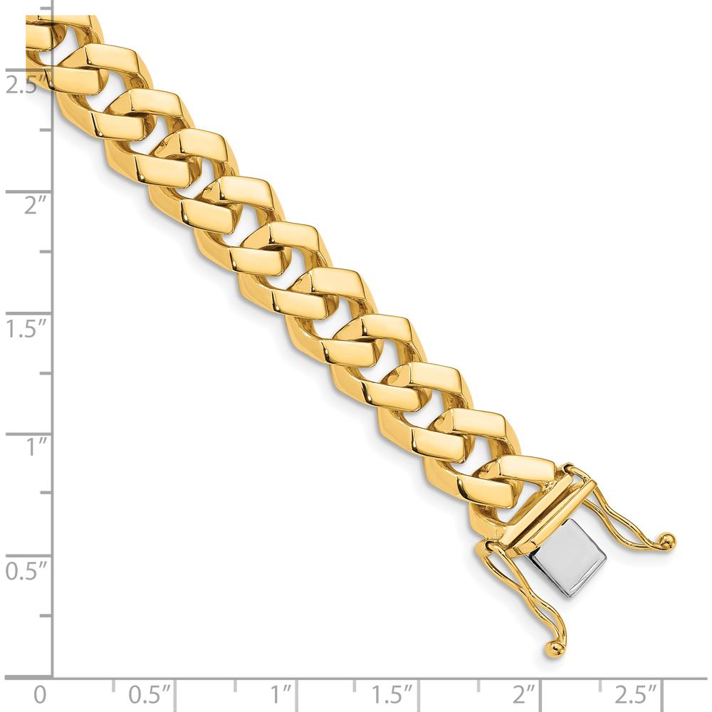 10K Yellow Gold 8" Hand-polished Fancy Link Bracelet - 10mm Width