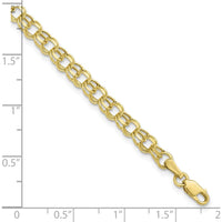 10K Yellow Gold 8" Hollow Diamond-Cut Double Link Charm Bracelet