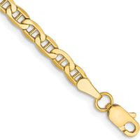 10K Yellow Gold 8" Semi-Solid Anchor Chain Bracelet - 3.2mm Width