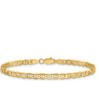10K Yellow Gold 8" Semi-Solid Anchor Chain Bracelet - 3.2mm Width