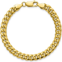 10K Yellow Gold 8" Semi-Solid Miami Cuban Chain Bracelet - 6.75mm Width