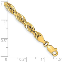 10K Yellow Gold 8" Semi-Solid Rope Chain Bracelet - 4.75mm Width