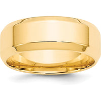 10K Yellow Gold 8mm Beveled Edge Comfort Fit Wedding Band - Size 13
