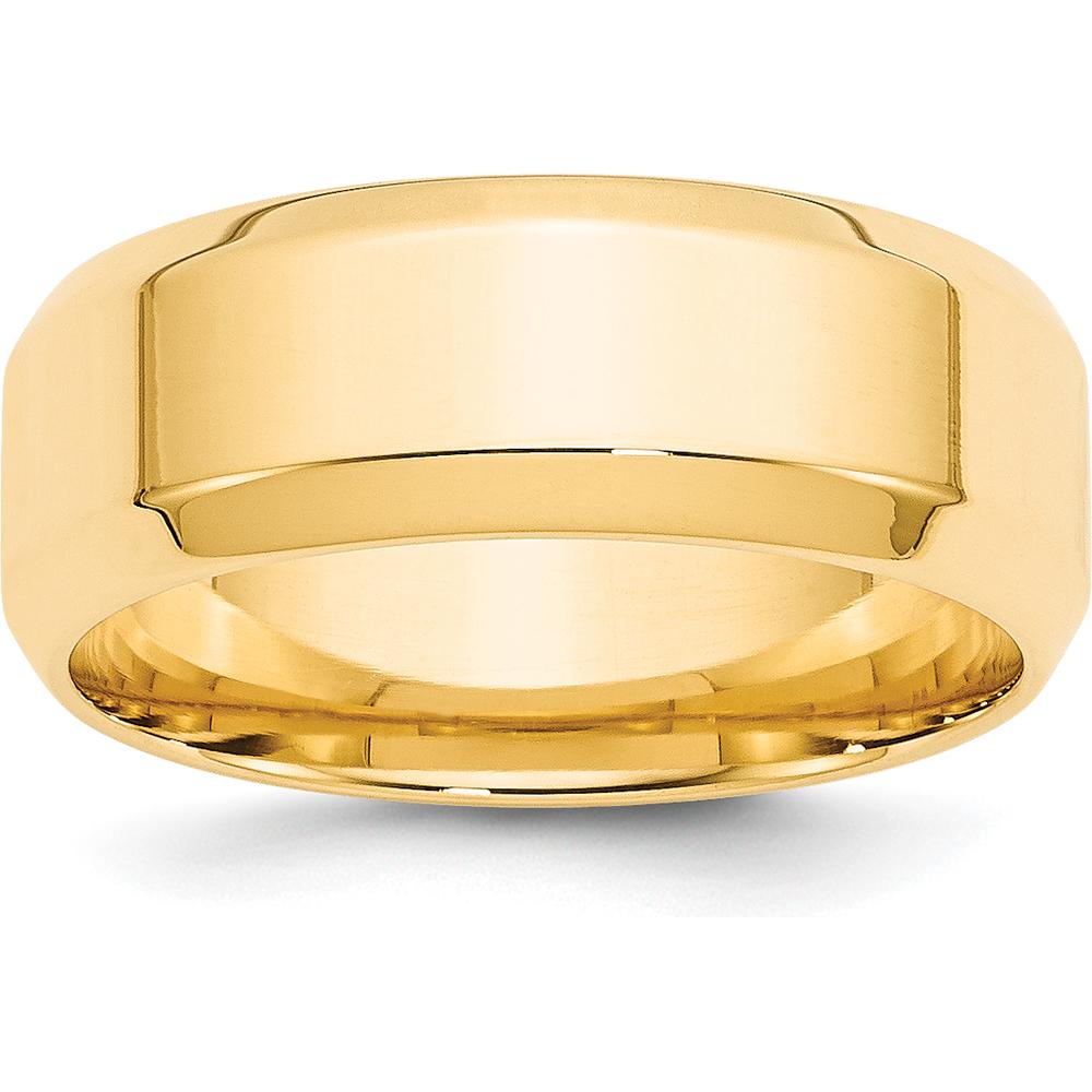 10K Yellow Gold 8mm Beveled Edge Comfort Fit Wedding Band - Size 13