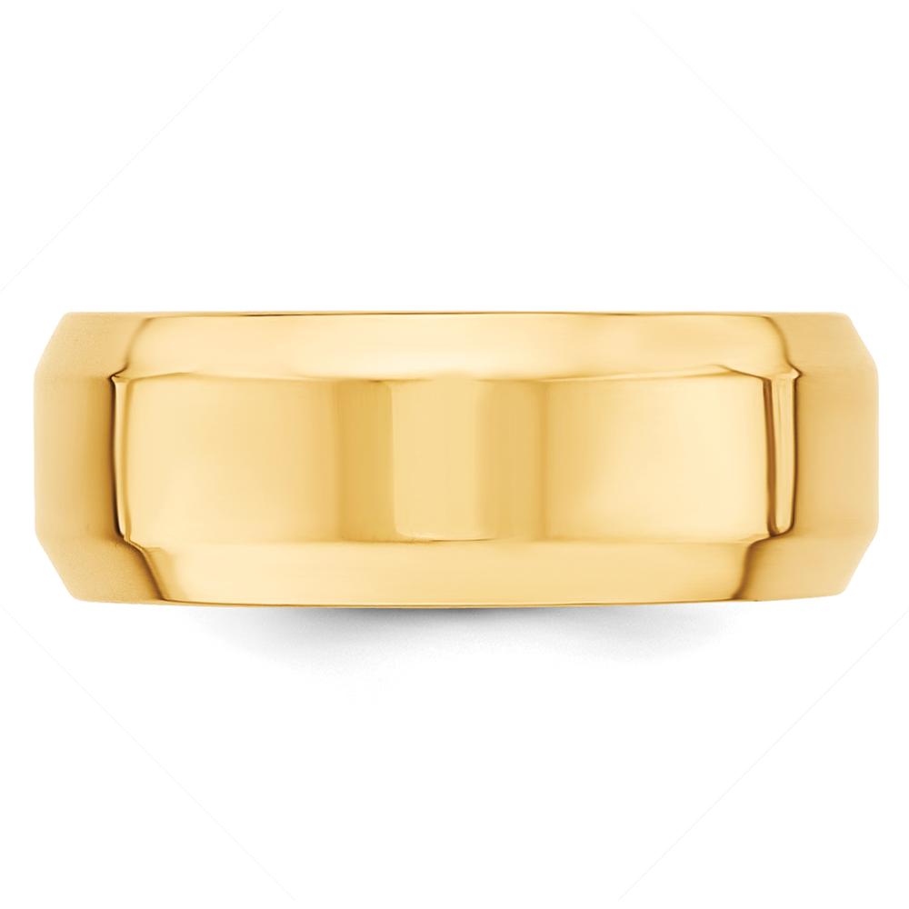 10K Yellow Gold 8mm Beveled Edge Comfort Fit Wedding Band - Size 13