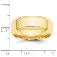 10K Yellow Gold 8mm Beveled Edge Comfort Fit Wedding Band - Size 13