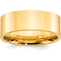 10K Yellow Gold 8mm Comfort Fit Flat Wedding Band Size 13 - Engravable Solid Design