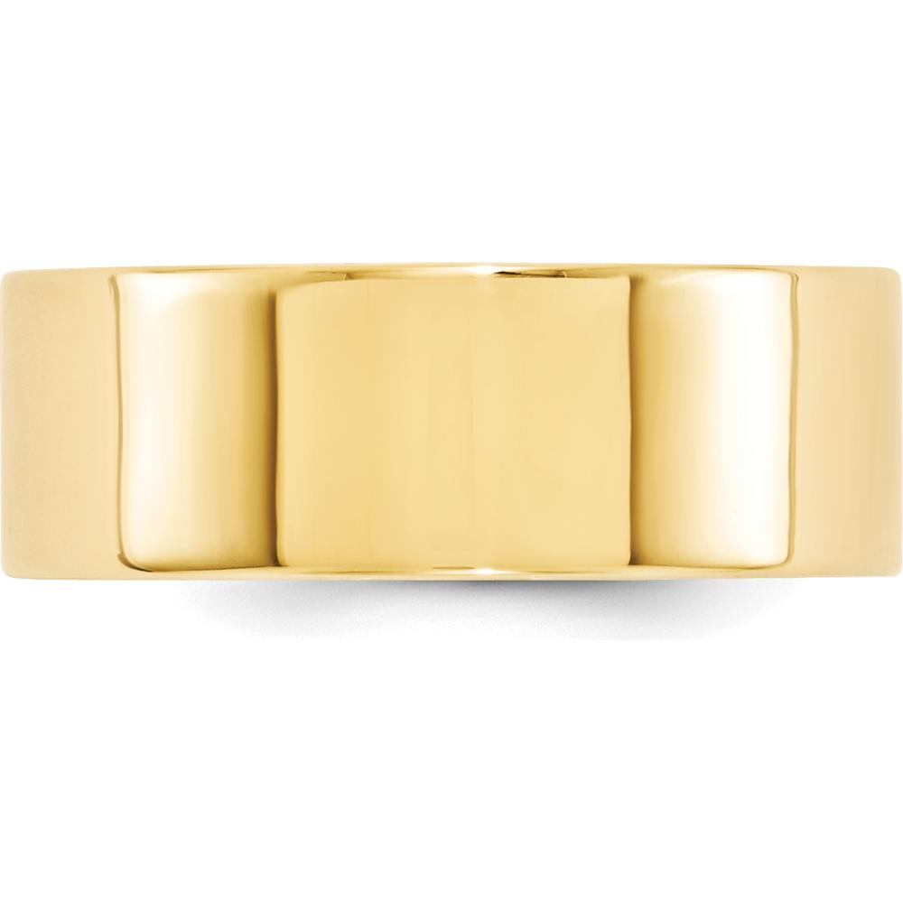 10K Yellow Gold 8mm Comfort Fit Flat Wedding Band Size 13 - Engravable Solid Design