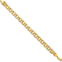 10K Yellow Gold 8mm Diamond-Cut Double Link Charm Bracelet - 8.25" Length