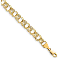 10K Yellow Gold 8mm Diamond-Cut Triple Link Charm Bracelet - 8.25" Long