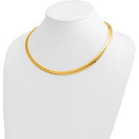 10K Yellow Gold 8mm Domed Omega Necklace - Classic and Chic Design