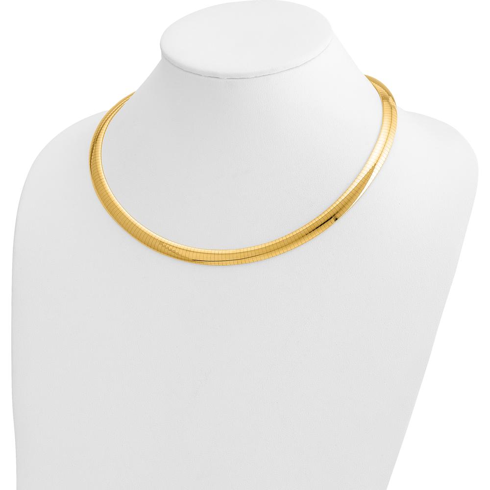 10K Yellow Gold 8mm Domed Omega Necklace - Classic and Chic Design