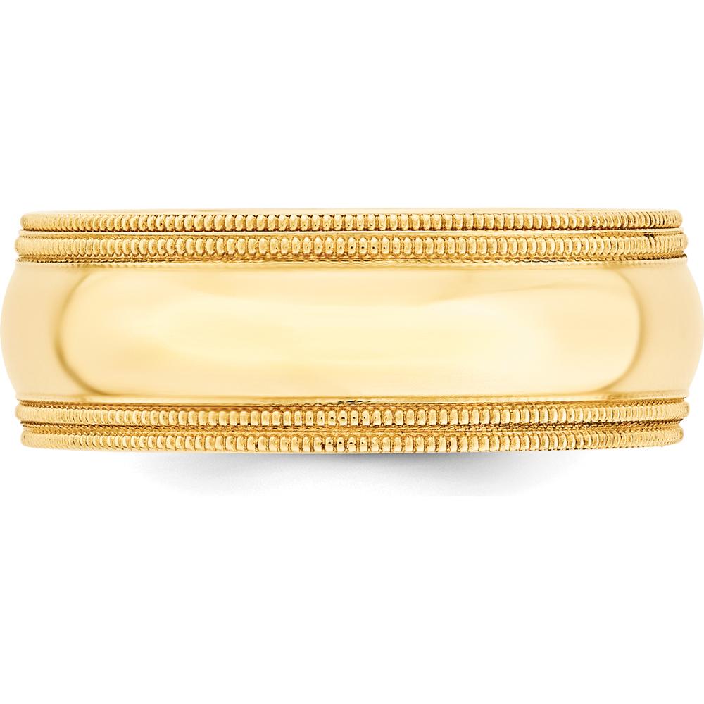 10K Yellow Gold 8mm Double Milgrain Comfort Fit Wedding Band