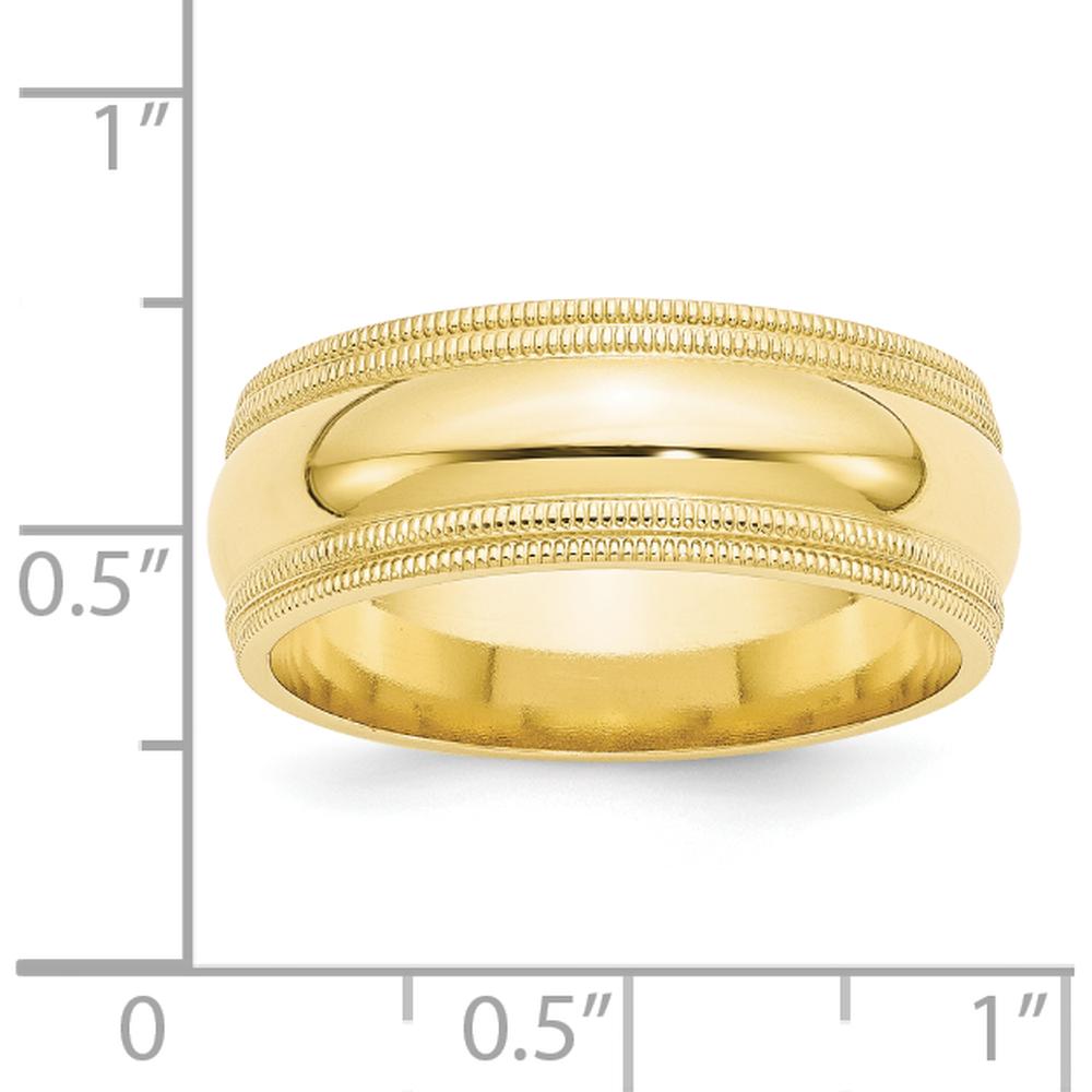 10K Yellow Gold 8mm Double Milgrain Comfort Fit Wedding Band - Size 10.5