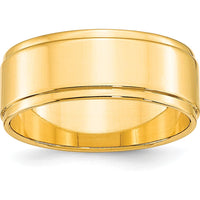 10K Yellow Gold 8mm Flat Step Edge Wedding Band Ring - Size 8.5
