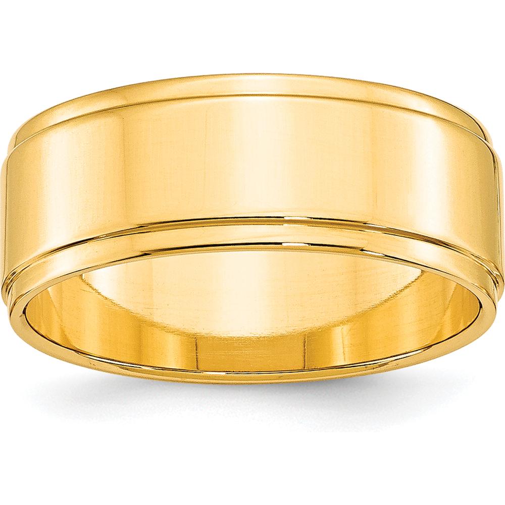 10K Yellow Gold 8mm Flat Step Edge Wedding Band Ring - Size 8.5