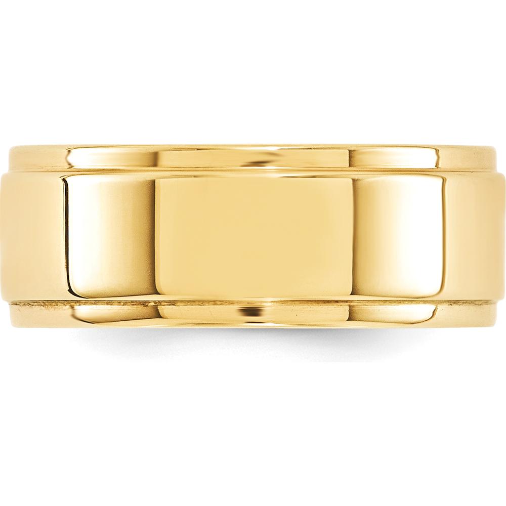10K Yellow Gold 8mm Flat Step Edge Wedding Band Ring - Size 8.5