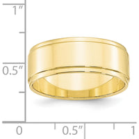 10K Yellow Gold 8mm Flat Step Edge Wedding Band Ring - Size 8.5