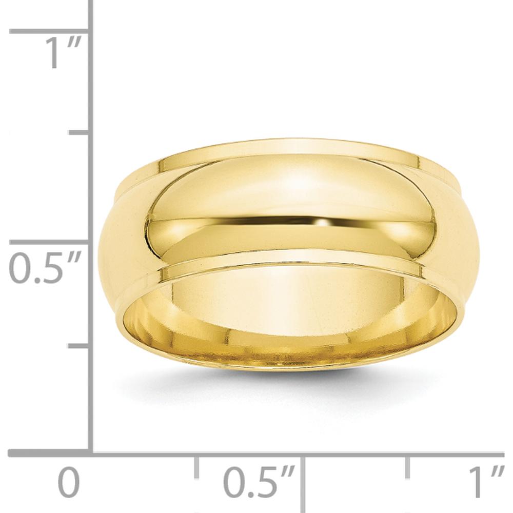 10K Yellow Gold 8mm Half Round Ridged Wedding Band - Size 12