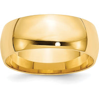 10K Yellow Gold 8mm Lightweight Comfort Fit Wedding Band - Size 10
