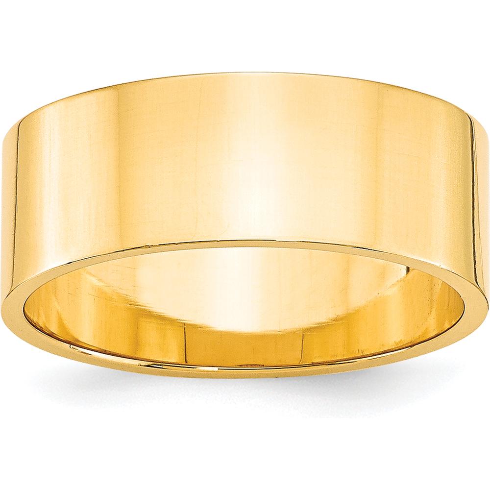 10K Yellow Gold 8mm Lightweight Flat Wedding Band - Size 9.5