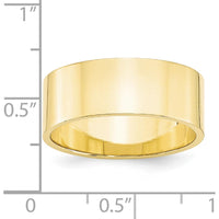 10K Yellow Gold 8mm Lightweight Flat Wedding Band - Size 9.5