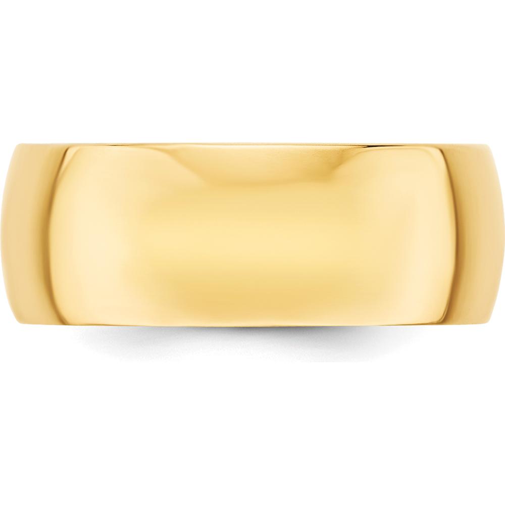 10K Yellow Gold 8mm Lightweight Half Round Wedding Band - Size 8