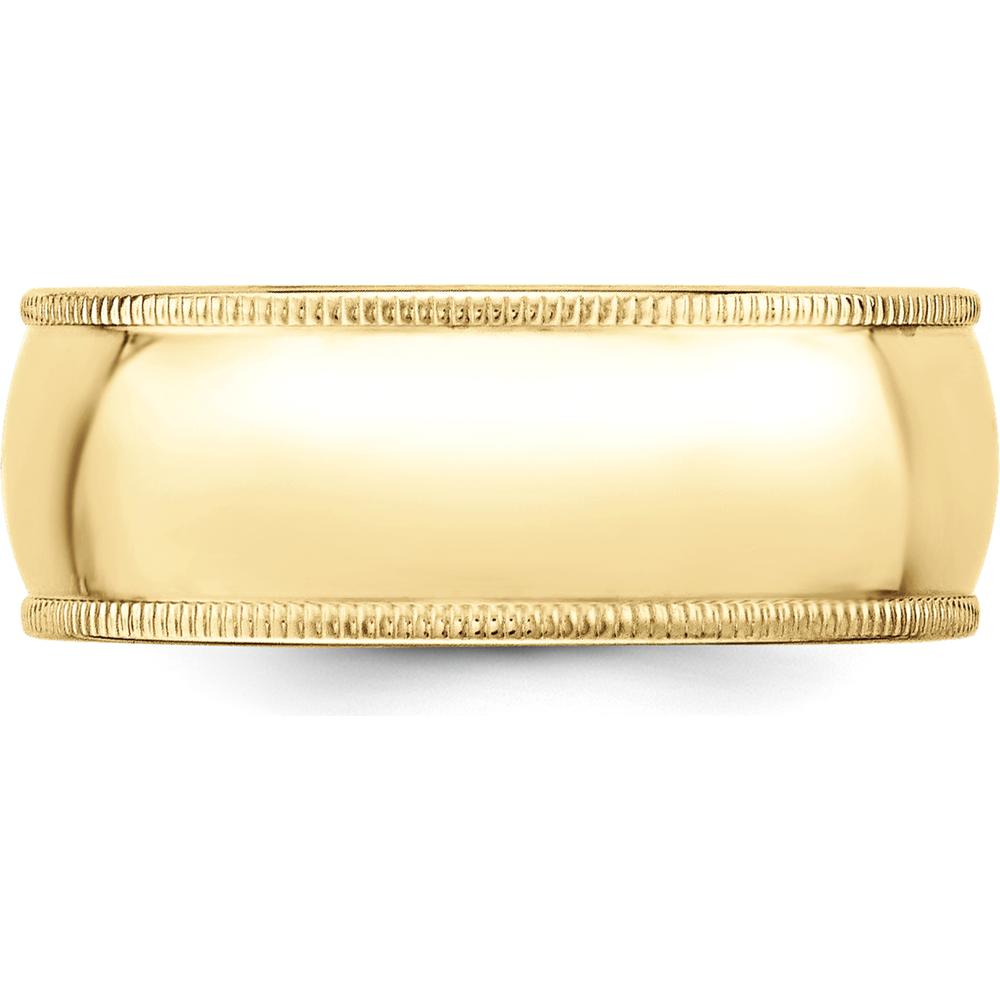 10K Yellow Gold 8mm Milgrain Half Round Wedding Band - Size 11