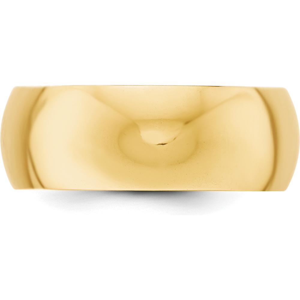 10K Yellow Gold 8mm Polished Half Round Wedding Band - Size 12