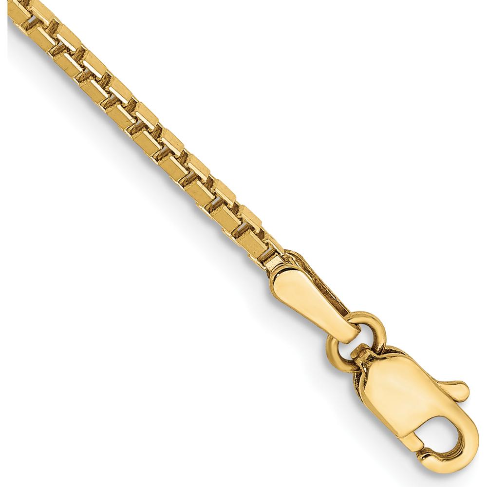 10K Yellow Gold 9" 1.5mm Box Chain Anklet with Lobster Clasp