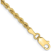 10K Yellow Gold 9" 2.75mm Diamond-Cut Rope Chain Anklet