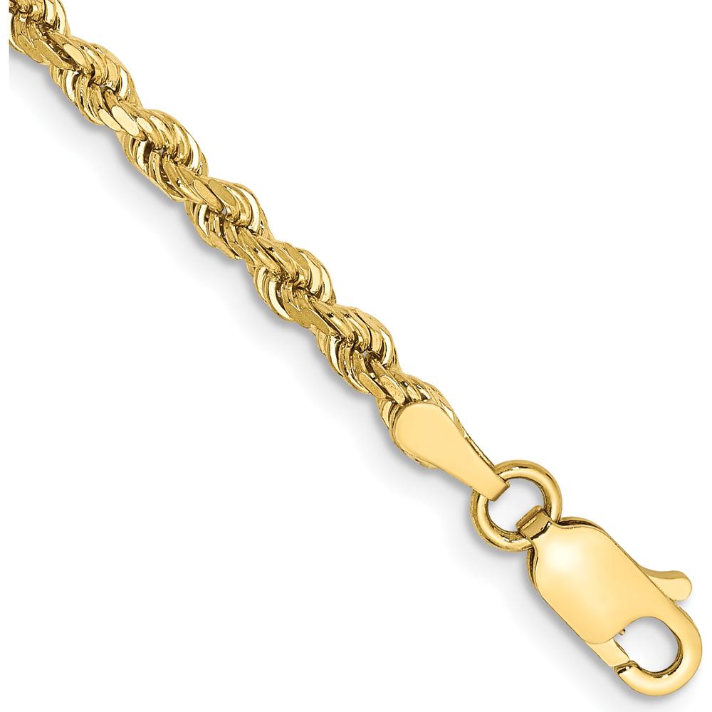 10K Yellow Gold 9" 2.75mm Diamond-Cut Rope Chain Anklet