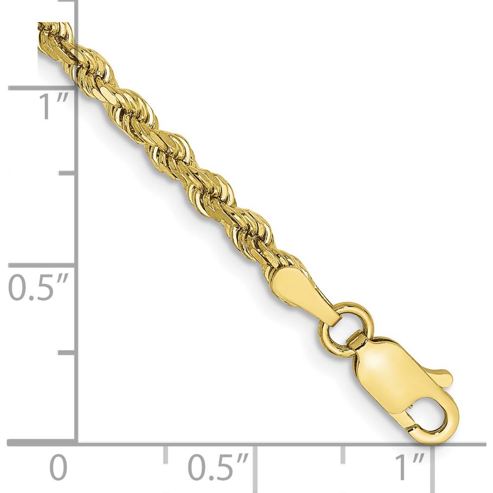 10K Yellow Gold 9" 2.75mm Diamond-Cut Rope Chain Anklet