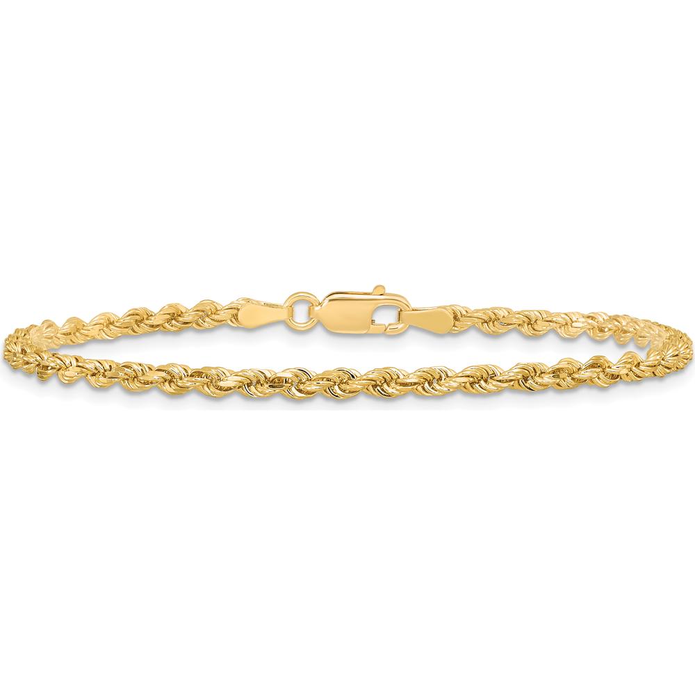 10K Yellow Gold 9" 2.75mm Diamond-Cut Rope Chain Anklet