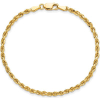 10K Yellow Gold 9" 2.75mm Diamond-Cut Rope Chain Anklet