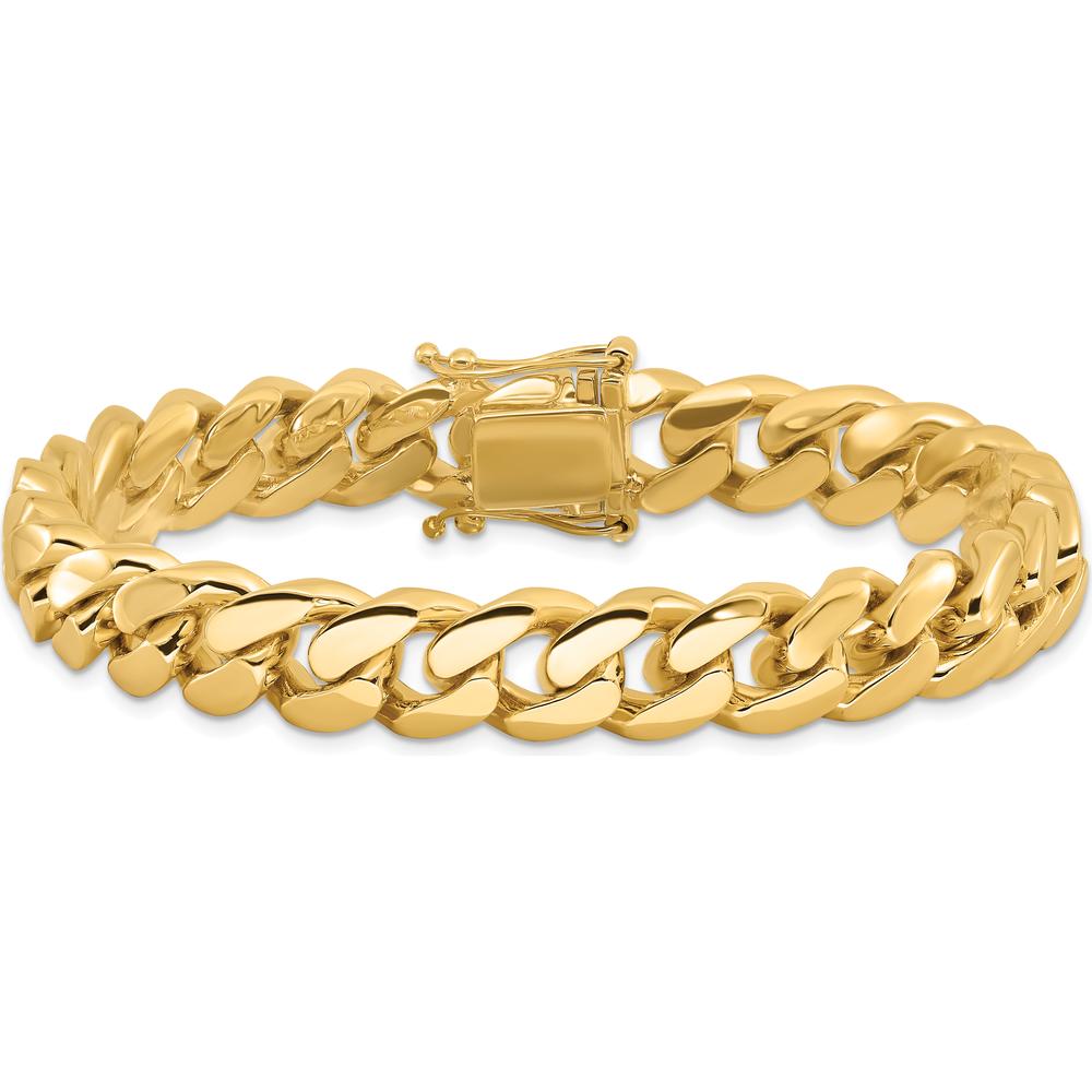 10K Yellow Gold 9.25" Hand-polished Miami Cuban Link Bracelet - 10.7mm Chain Width