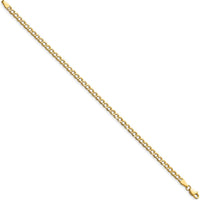 10K Yellow Gold 9" 3.35mm Semi-Solid Curb Link Bracelet with Lobster Clasp