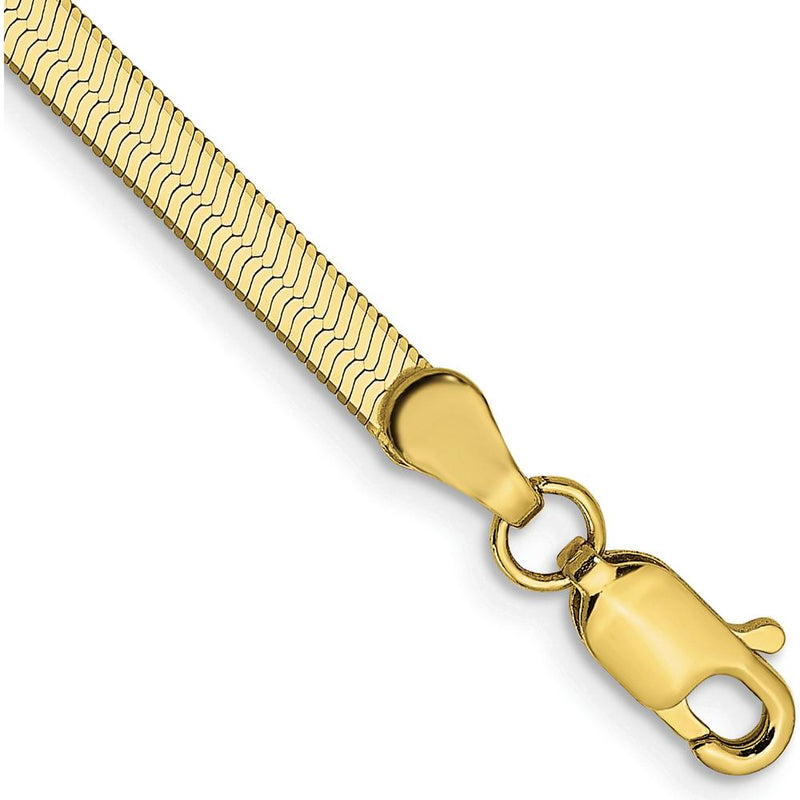 10K Yellow Gold 9" 3mm Herringbone Chain Bracelet