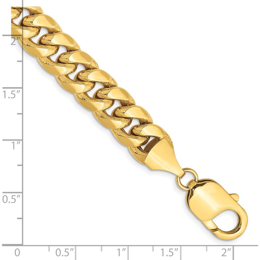 10K Yellow Gold 9.3mm Semi-Solid Miami Cuban Chain Bracelet with Lobster Clasp