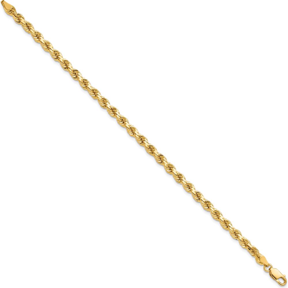 10K Yellow Gold 9" 4.25mm Diamond-Cut Rope Anklet with Lobster Clasp