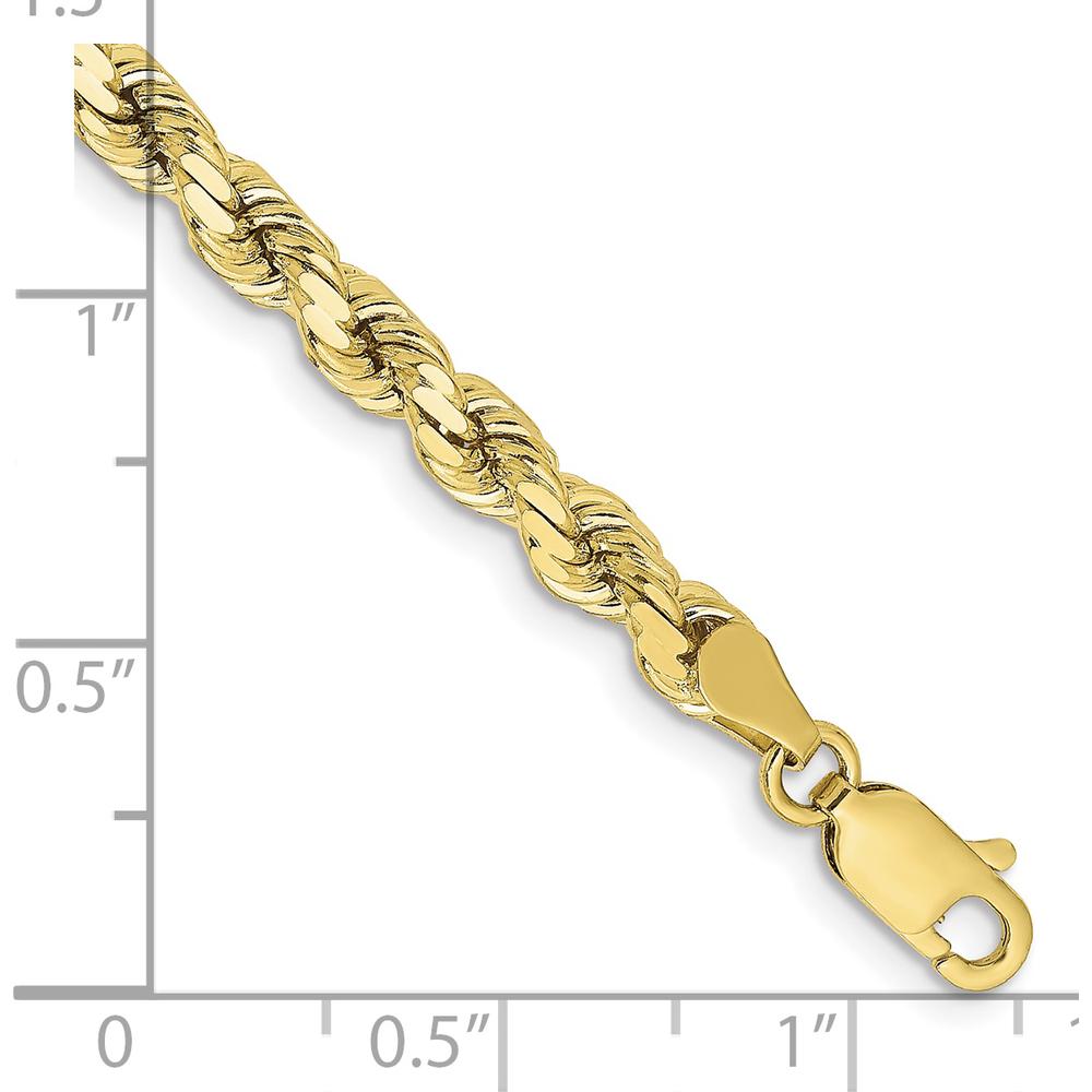 10K Yellow Gold 9" 4.25mm Diamond-Cut Rope Anklet with Lobster Clasp