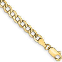 10K Yellow Gold 9" 4.3mm Semi-Solid Curb Link Chain Bracelet with Lobster Clasp