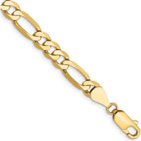 10K Yellow Gold 9" 5.25mm Flat Figaro Chain Bracelet with Lobster Clasp