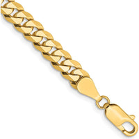 10K Yellow Gold 9" 5.75mm Flat Beveled Curb Chain Bracelet with Lobster Clasp