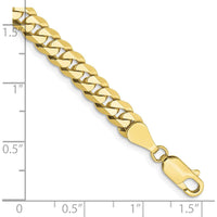 10K Yellow Gold 9" 5.75mm Flat Beveled Curb Chain Bracelet with Lobster Clasp