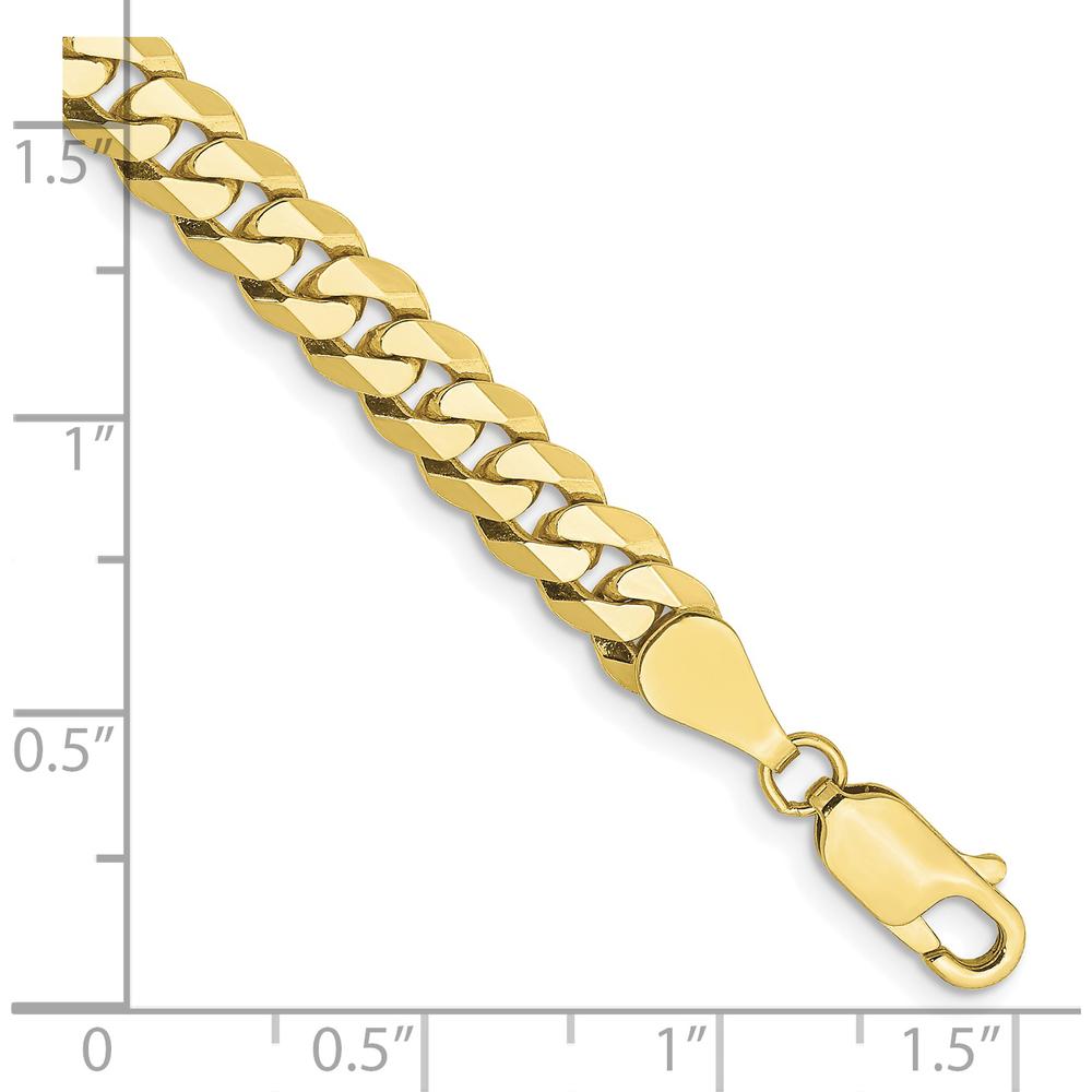 10K Yellow Gold 9" 5.75mm Flat Beveled Curb Chain Bracelet with Lobster Clasp