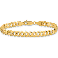 10K Yellow Gold 9" 5.75mm Flat Beveled Curb Chain Bracelet with Lobster Clasp