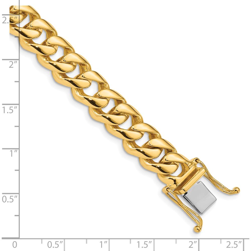 10K Yellow Gold 9.6mm Hand-Polished Curb Link Bracelet - 8"