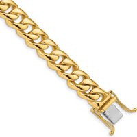 10K Yellow Gold 9.6mm Hand-polished Rounded Curb Link Bracelet - 9" Length